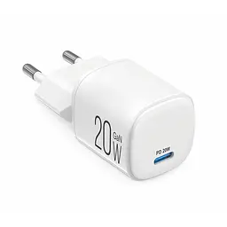 Мережевий зарядний пристрій Brevia ePowerGaN PD20W USB-C білий(44020GCW)