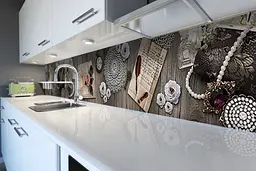 Кухонний фартух Ажурний для кухні наклейка ПВХ квіти прикраси Анотація Сірий 60х250 см Happy Pocket Z180427 - мініатюра 2
