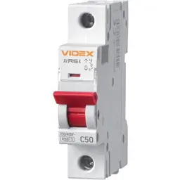 Автоматичний вимикач RS4 1п 50А С 4,5кА Videx Resist (VF-RS4-AV1C50)