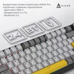 Клавіатура Ajazz AK820 Pro Gift Switch Black RGB USB/Wireless/Bluetooth UA Black (AK820PRO-G-BGY) - мініатюра 8