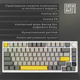 Клавіатура Epomaker AK820 Pro Flying Fish White механічна бездротова (AK820-PRO-W-FF) - мініатюра 7