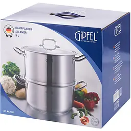 Пароварка Gipfel для приготування мантів 28х15 см 9 л (1321) - мініатюра 11