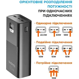 УМБ Sigma mobile X-power SI30A6QLX 30000 mAh PD65W Black (4827798835111) - мініатюра 5