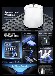 Ігрова бездротова мишка ATTACK SHARK X8SE / Три режими підключення / 55g / 25000DPI / Сенсор PAW3311 / White - мініатюра 5