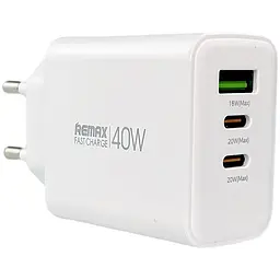 Швидка зарядка для телефону REMAX RP-U123 40Вт PD 1xType-A 2xType-C EC Білий - мініатюра 2