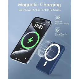 Портативний зарядний пристрій Podoru Magsafe 5000 mAh Wireless з кабелем Type-C PD 20W Mini Fast Charging Input Mag-safe - мініатюра 7
