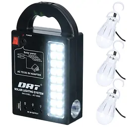 Ліхтар LED прожектор із сонячною панеллю та 3 лампочки світильник зарядний пристрій з функцією Power Bank 4500 Mah Solar Dat AT-999 - мініатюра 6