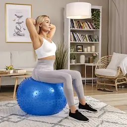 Фітбол масажний Hop-Sport 65см блакитний + насос - мініатюра 5