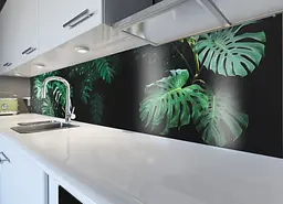 Кухонний фартух вініловий Листя Монстери ПВХнаклейка для кухні пальми зелений 60х250 см Happy Pocket Z180254 - мініатюра 3