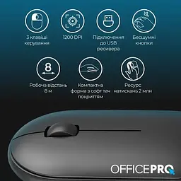 Миша OfficePro Silent Click Wireless Black (M185B) - мініатюра 8