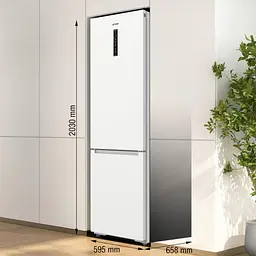 Холодильник Gorenje з нижн. мороз. камерою, 203х66х60см, 2 двері, 283(130) л, А+, Total NF, Зона св-ті, Інвертор, Зовн. Дисп, Wi-Fi, білий - мініатюра 3
