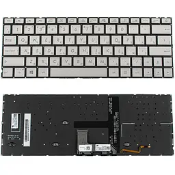 Клавіатура для ноутбука ASUS (UX334 series) rus, silver, без кадру, підсвічування клавіш (оригінал)