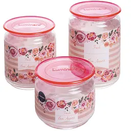 Набір банок Luminarc Plano Rosettes з кришками, 3 шт. (6657061) - мініатюра 3