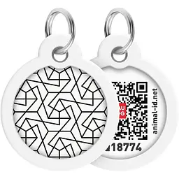 Адресник для собак і котів Waudog Smart ID з QR паспортом, Геометрія, M, діаметр 30 мм