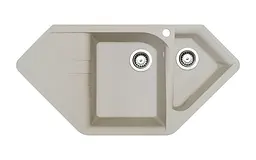 Кухонна мийка Adamant SPIRIT ivory 1000x500x225 мм, кутова з крилом 100 см - мініатюра 1
