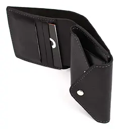 Чоловіче шкіряне портмоне чорне GRANDE PELLE 11.5х9х1.5 см acs0032098 - мініатюра 2