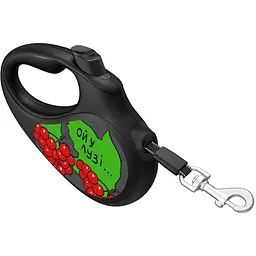 Повідець-рулетка для собак Waudog R-leash, малюнок "Калина", M, до 25 кг, 5 м, світловідбиваюча стрічка чорний - мініатюра 3