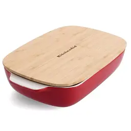 Форма для выпечки с крышкой KitchenAid керамогранитная, 8,8 х24, 8х40, 4 см, 3,8 л, цвет красный (CC006108-001)