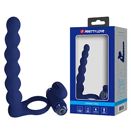Віброкільце Pretty Love Hercules Penis Sheath III 15.3 см синій - мініатюра 9