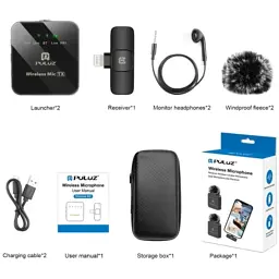 Мікрофон Puluz для iPhone/iPad 8-контактний приймач і два мікрофони Black (PU647B) - мініатюра 4