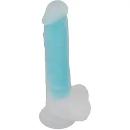 Фалоімітатор Glow in the Dark Silicone Dildo 20.5 см блакитний