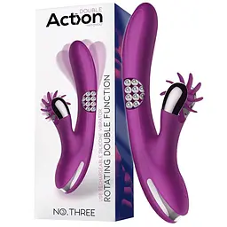 Вібратор-кролик Action No.Three Rotating Double Function 2.0, 24 см (фіолетовий) - мініатюра 2