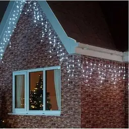 Новорічна святкова гірлянда бахрома 120 Led прозорий провід 3х0.5 м холодний білий 