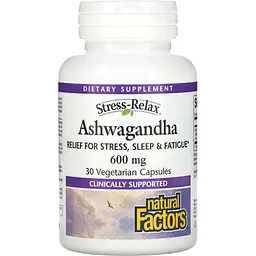 Ашваганда Natural Factors Ashwagandha 600 мг 30 вегетаріанських капсул