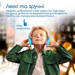 Дротові дитячі навушники з вушками кота Promate Jewel Аква - мініатюра 4
