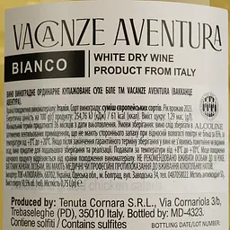 Вино Vacanze Aventura Bianco біле сухе 0.75 л - мініатюра 4