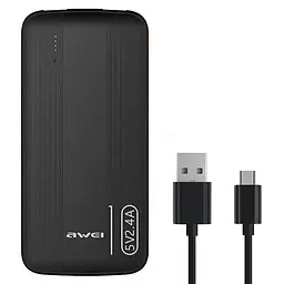 Повербанк AWEI P20K 10000mah 2.4A Чорний, портативна зарядка для телефона, зовнішній акумулятор power bank