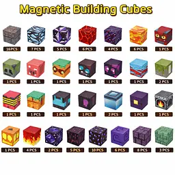 Магнітний конструктор Minecraft 100 шт + 3 фігурки по грі Майнкрафт Підземелля та лава Mk001019 - мініатюра 4