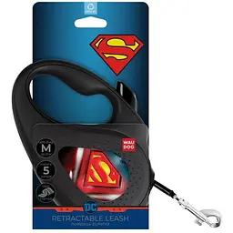 Повідець-рулетка для собак Waudog R-leash, малюнок "Супермен Лого", M, до 25 кг, 5 м, світловідбиваюча стрічка - мініатюра 3