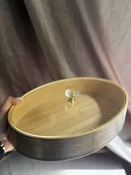Менажниця бамбукова Yiwu HB-40-8 овальна з кришкою Бежевий - мініатюра 6