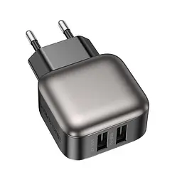 Адаптер мережевий Borofone Absolute dual-port charger BAS51A 2USB, 12W/2.4A - мініатюра 2