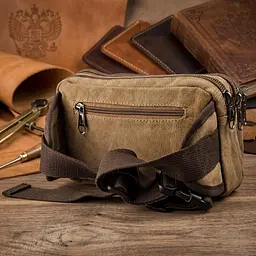 Бананка текстильна на пояс 20160 Vintage коричневий - мініатюра 4
