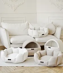 Лежак-будиночок ортопедичний для собак "Shell Teddy" молочний L (50*55см) - мініатюра 6