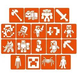 Набір трафаретів для біо-тату Fresh Tattoo Minecraft Minecraft-5x5-18, 18 трафаретів