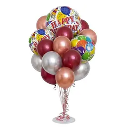 Набір надувних фольгованих кульок Happy Birthday яскраві декоративні для свят 6 шт Різні кольори