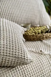 Вафельне покривало Saheser Norah Beige 240x260см +2 наволочки 50x70см pbe0052241 - мініатюра 2