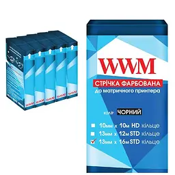 Стрічка до принтерів 13мм х 16м STD к. Black*5шт WWM (R13.16S5)