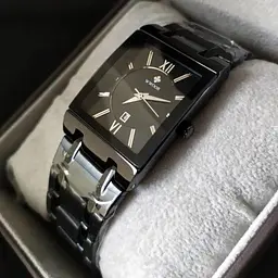 Класичний водостійкий кварцовий годинник Wwor Chain black - мініатюра 3