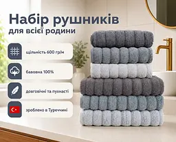 Набір турецьких махрових рушників Cestepe MicroCotton Premium 3 штуки 50x90 + 3 штуки 70х140 Ezgi 9 щільність 600 г/м2 - мініатюра 2