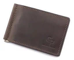 Шкіряний чоловічий затискач для грошей GRANDE PELLE 12х8х1 см acs0027522