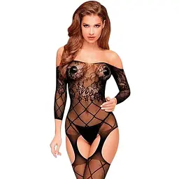 Бодістокінг із флористично-геометричним орнаментом Penthouse - Top-Notch Black S/M/L