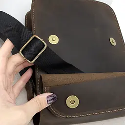 Сумка чоловіча шкіряна Handycover S417 коричнева матова з клапаном - мініатюра 5