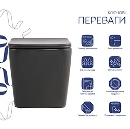 Унітаз підвісний Qtap Tern Ultra Quiet, з сидінням Slim Duroplast/ Soft-close/ Quick relase QT17332303ASAN - мініатюра 2