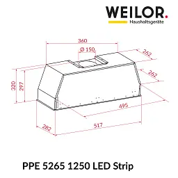 Витяжка повновбудована WEILOR PPE 5265 SS 1250 LED Strip - мініатюра 11