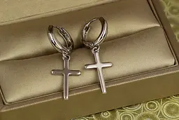 Сережки підвіски Xuping Jewelry хрестики тонкі гладкі 3,2 см сріблясті