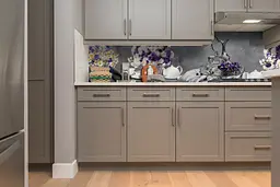 Кухонний фартух Букет Хризантем наклейка ПВХ ромашки кошик Квіти Сірий 65х250 см Happy Pocket Z180539 - мініатюра 4